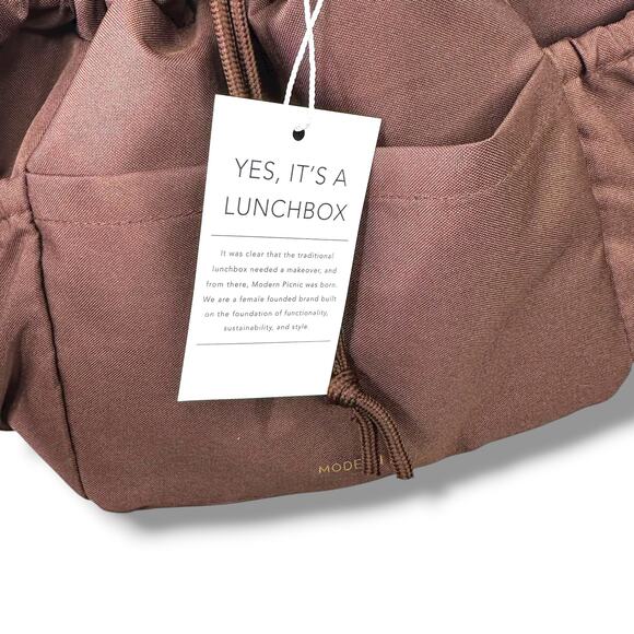Modern Picnic NWT Dark Brown Insulated Polyester Lightweight Chic Tote Lunch Bag - Picture 12 of 13